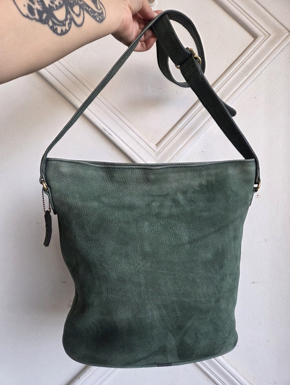 Vintage Coach Spruce Nubuc Medium Bucket Zip 4932 🌱